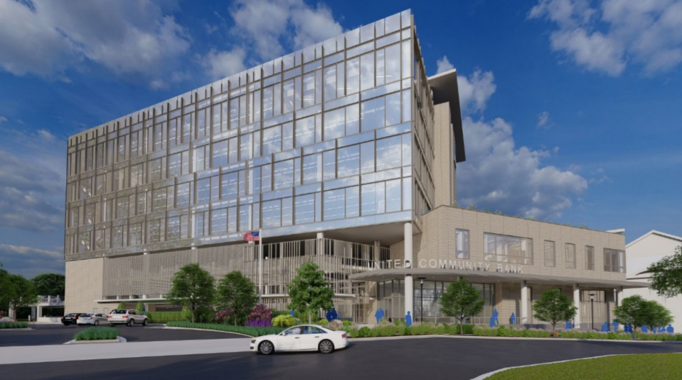 Greenville's design review board approved architectural plans for United Community Bank in September, greenlighting a seven-story, 117,000-square-foot tower with a 154-space parking garage and space for 314 employees.