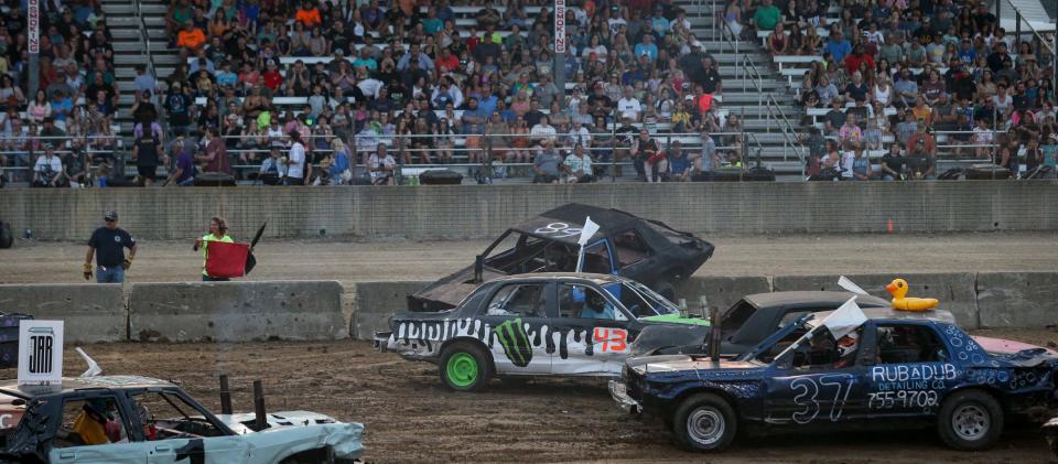 Demolition Derby action at the Monroe County Fair Tuesday.