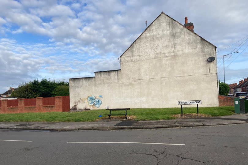 Street art has emerged at the side of a property on Heath End Road