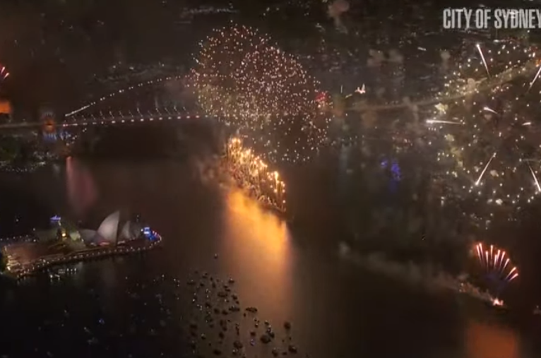 The start of the 12-minute firework spectacle (Independent)