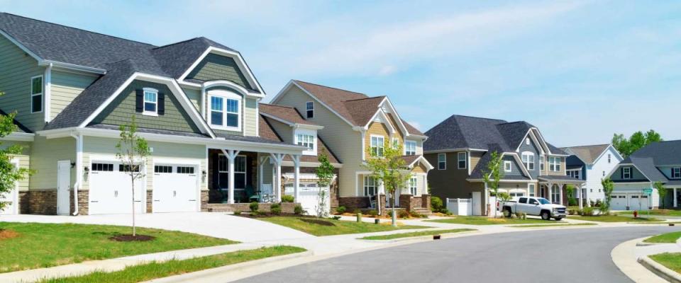 Street of suburban homes