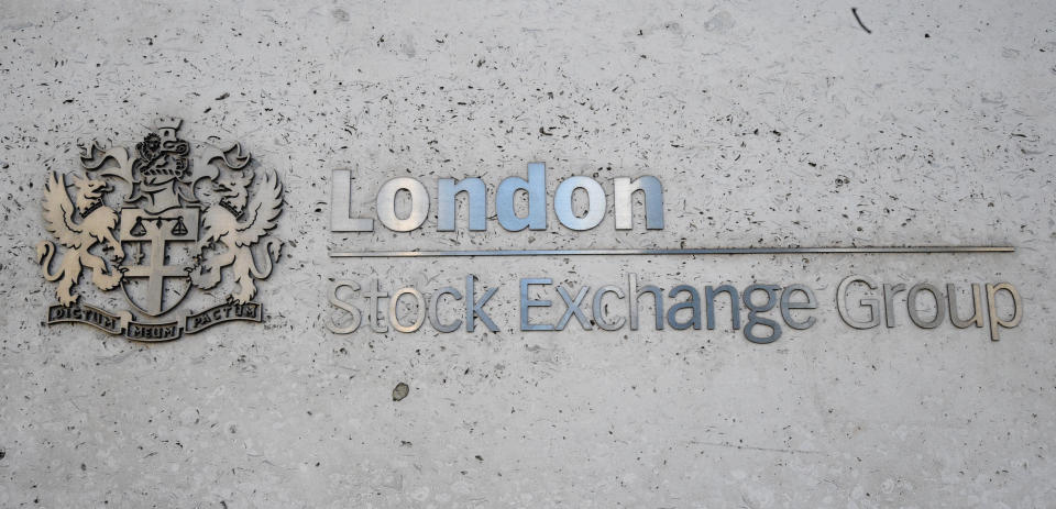 File photo dated 06/02/18 of the London Stock Exchange sign in the City of London. The group has reported a 5% rise in income to ??546 million over its first quarter as its clearing house LCH enjoyed surging growth.