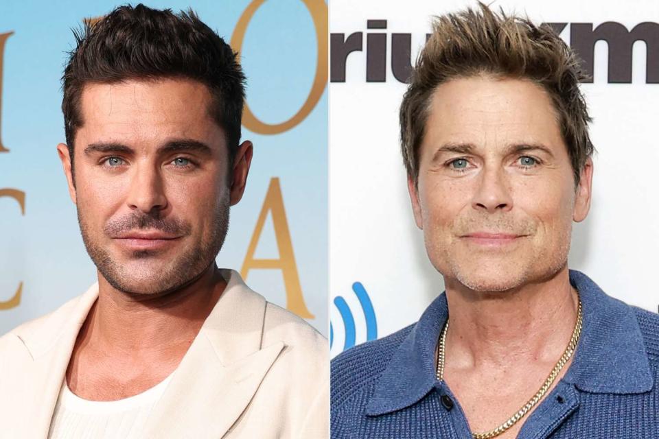 <p>Stewart Cook/Getty, Jason Mendez/Getty</p> Zac Efron and Rob Lowe