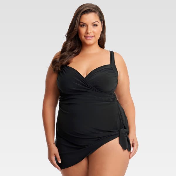 Dreamsuit by Miracle Brands Multi Color Black One Piece Swimsuit