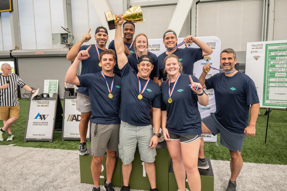 This Miller Electric team won the recent 2024 Real Estate and Infrastructure Games, a field day for industry professionals that raised almost $36,000 for charity.