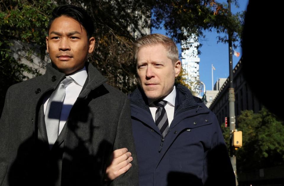 <div class="inline-image__caption"><p>Ken Ithiphol and Anthony Rapp arrive at the Manhattan Federal Court for Rapp’s civil sex abuse case trial against Kevin Spacey in New York City, Oct. 19, 2022. </p></div> <div class="inline-image__credit">Brendan McDermid/Reuters</div>