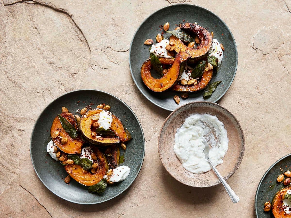 Sweet, buttery pumpkin flesh with roasted sage and a slick of salty curd (Kim Lightbody)