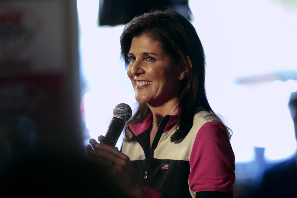 Republican presidential candidate former UN Ambassador Nikki Haley speaks at a campaign event on Thursday, Feb. 1, 2024, in Columbia, S.C. (AP Photo/Artie Walker Jr.)