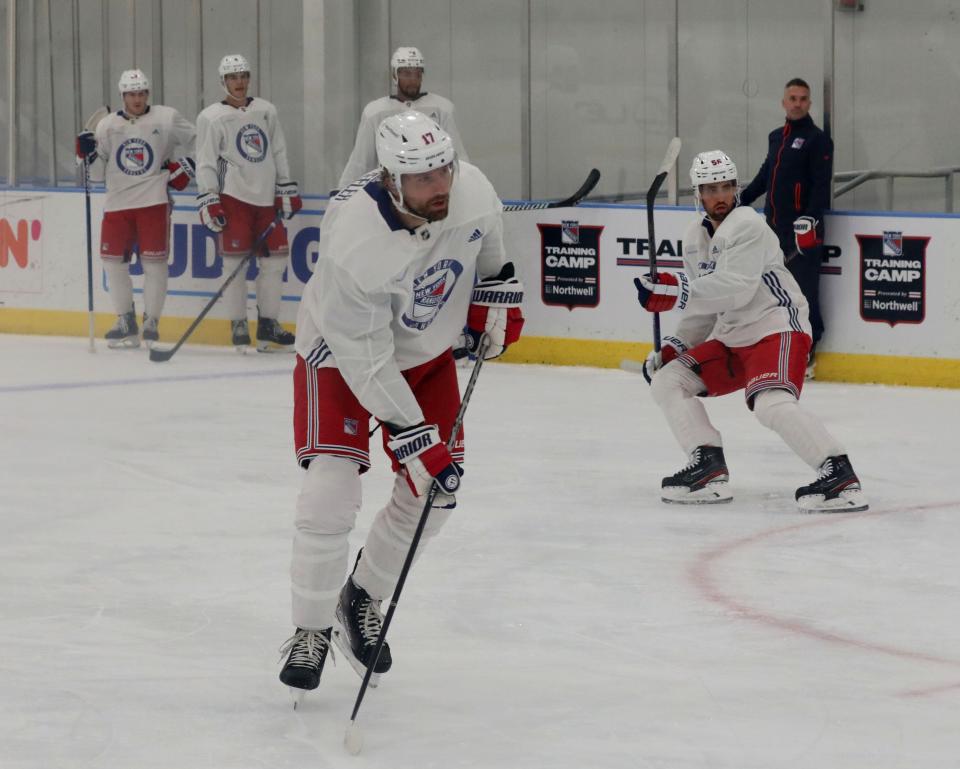 New York Rangers Blake Wheeler is pictured during a training session at their facility in Tarrytown, Sept. 22, 2023.