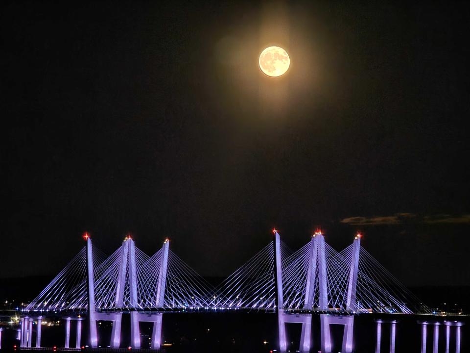 Full moon over Tappan Zee Bridge taken with Galaxy S23 Ultra