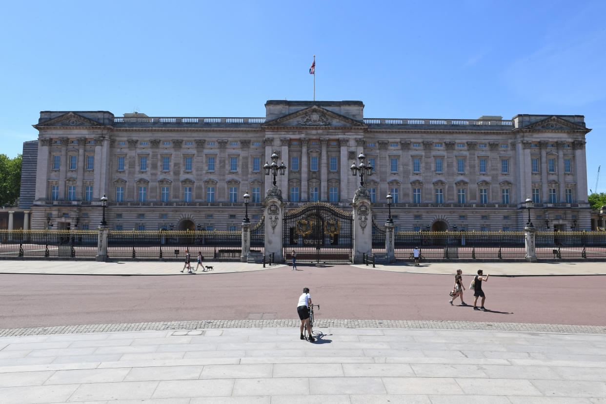 Buckingham Palace looking empty in London, after the introduction of measures to bring the country out of lockdown. (Photo by Stefan Rousseau/PA Images via Getty Images)