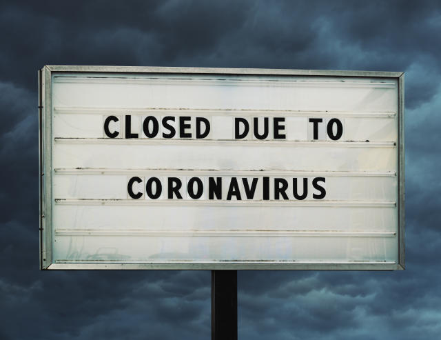 Sign for a store closed due to the Coronavirus pandemic.