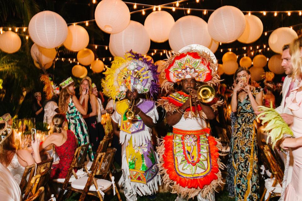 Following Adrian’s speech, a Junkanoo band surprised guests by marching between the tables and leading everyone into the Little Club Tent for dancing. A local artisan created Junkanoo headbands and headpieces for our guests, which added to the festivity of the evening.