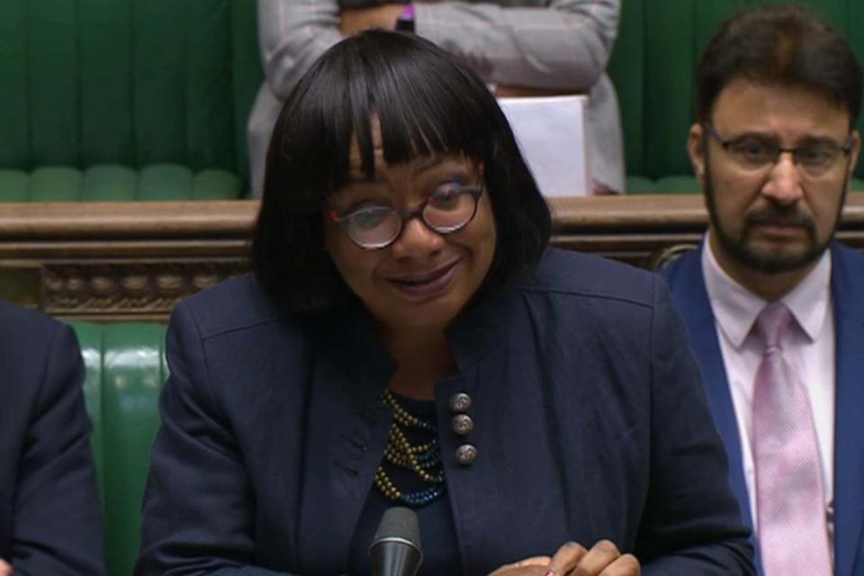 Diane Abbott pictured in the Commons on Wednesday (PA)