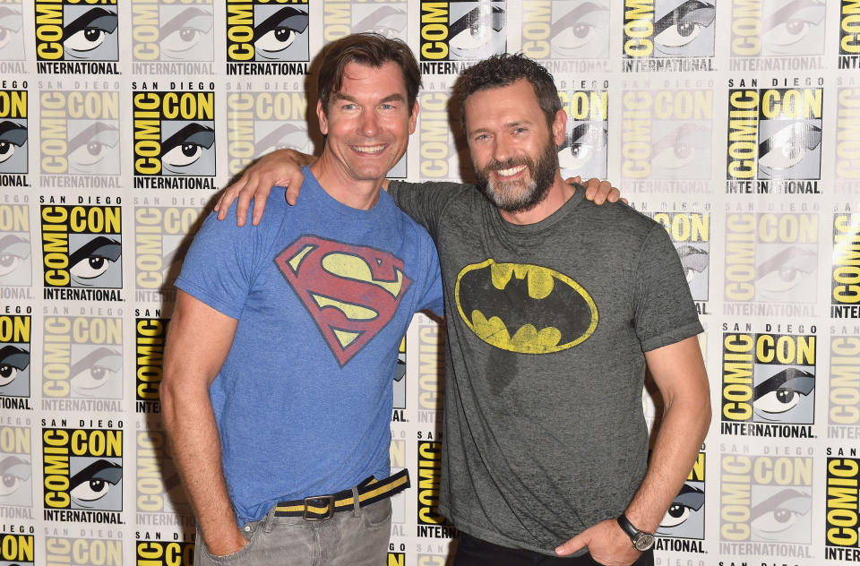 Jerry O'Connell and Jason O'Mara attend 'The Death Of Superman" press line during Comic-Con 2018. (Photo by Jerod Harris/Getty Images)