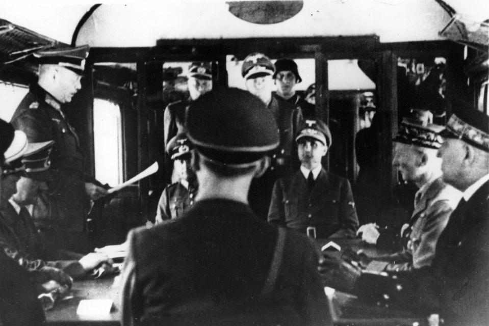 World War I II armistice Hitler Germany France train car surrender
