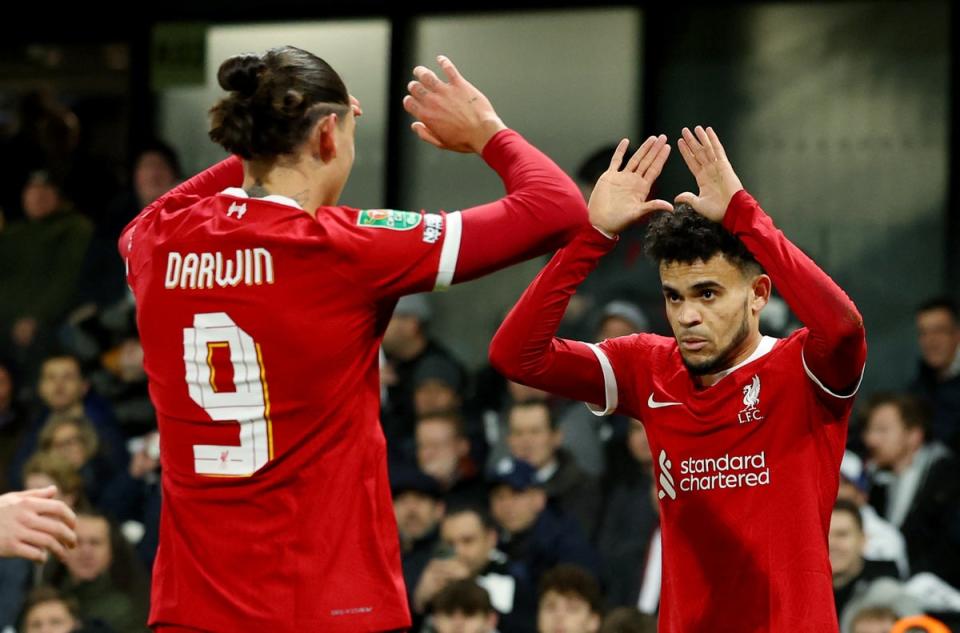 Luis Diaz and Darwin Nunez impressed for Liverpool (REUTERS)