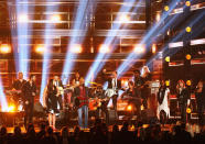 <p>Charles Kelley, Hillary Scott, Darius Rucker, Dave Haywood, and Keith Urban perform onstage at the 51st annual CMA Awards at the Bridgestone Arena on November 8, 2017 in Nashville, Tennessee. (Photo by Terry Wyatt/FilmMagic) </p>