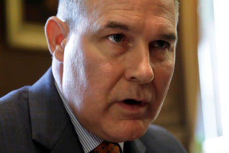 Environmental Protection Agency Administrator Scott Pruitt speaks during an interview for Reuters at his office in Washington, U.S., July 10, 2017. REUTERS/Yuri Gripas