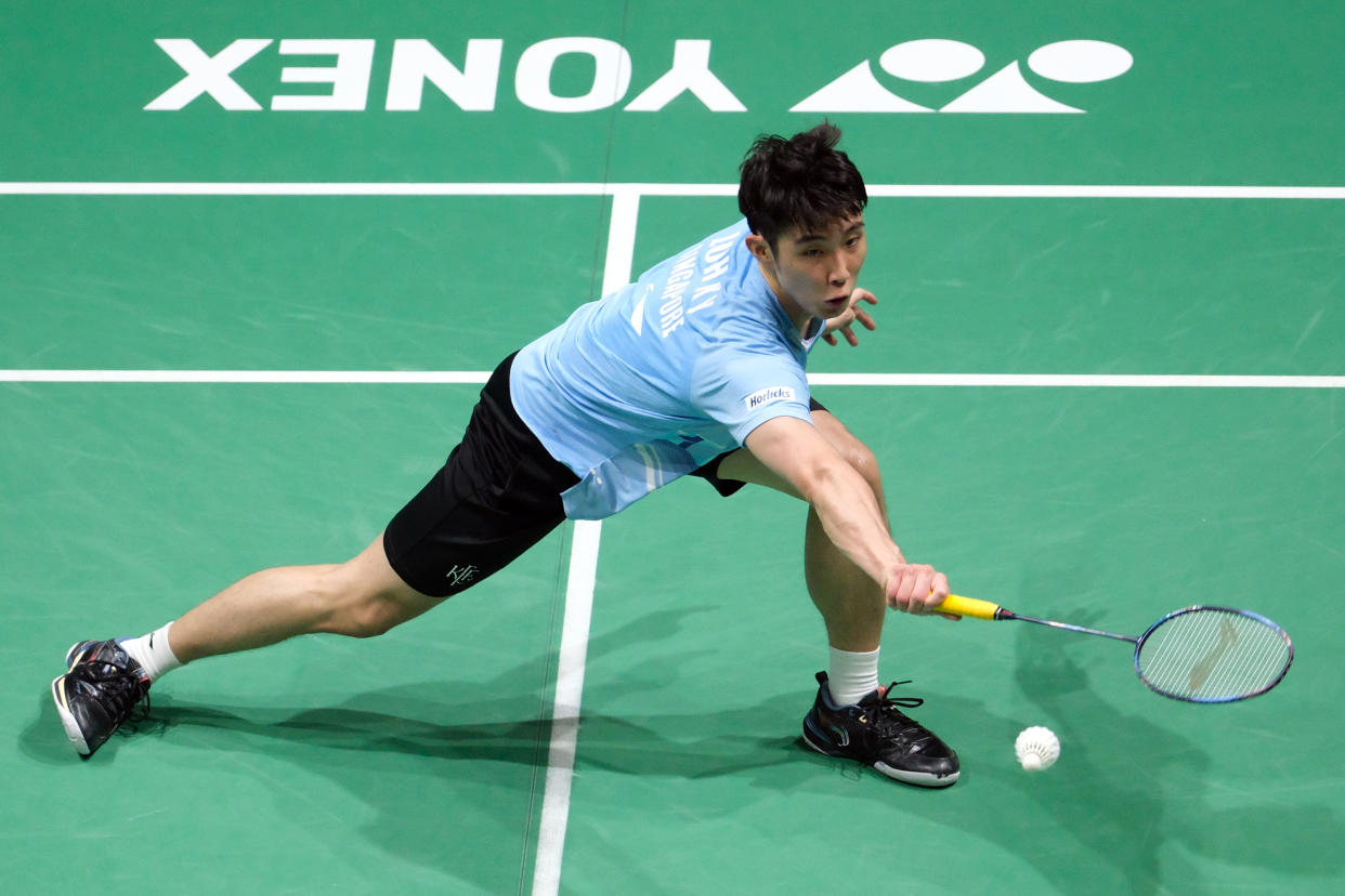 Singapore shuttler Loh Kean Yew in action at the Malaysia Open in January 2024. 