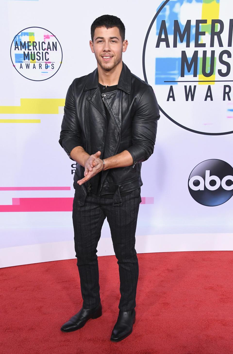<p>Nick Jonas kept it laid back and casual in an all-black outfit.</p>