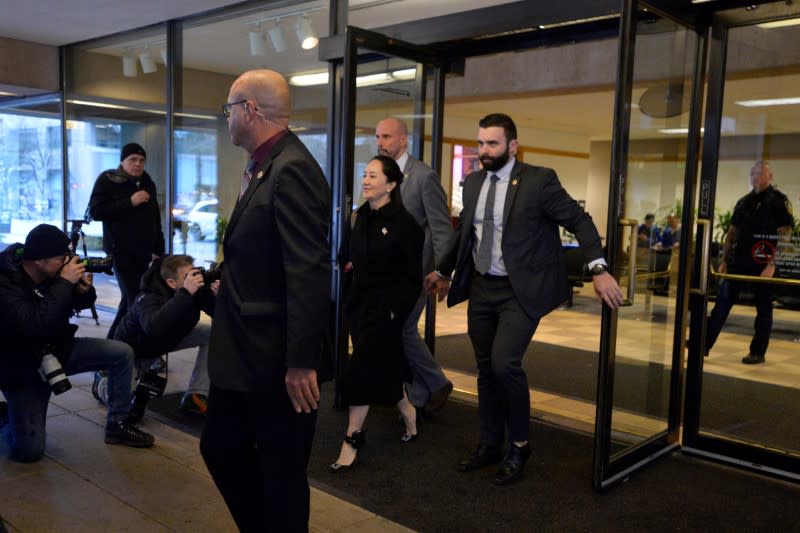 Huawei Chief Financial Officer Meng leaves B.C. Supreme Court during her extradition hearing in Vancouver