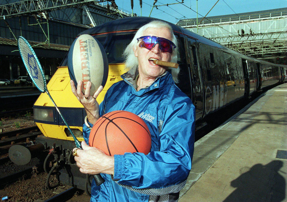 Sir Jimmy Savile at Glasgow Central Station October 1997