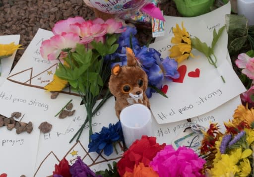 Messages and flowers at a makeshift memorial honor the El Paso shooting victims, who include grandparents shopping with their grandchildren, a mother protecting her newborn, and at least seven Mexican nationals