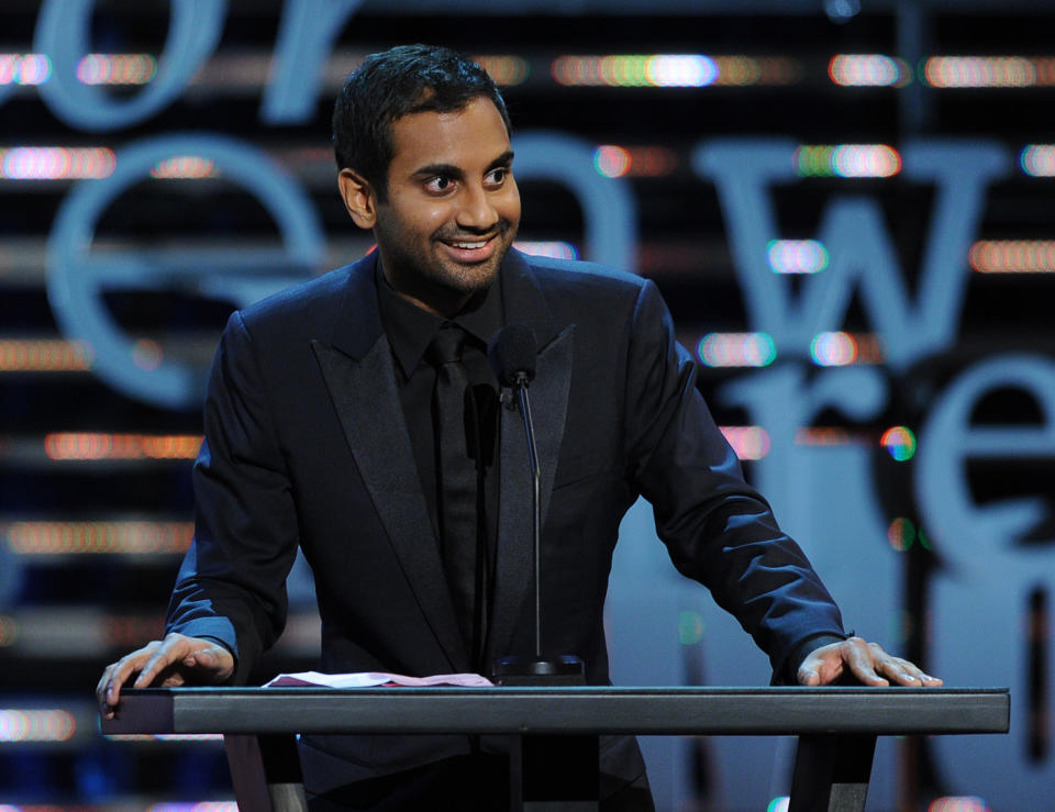 CULVER CITY, CA - AUGUST 25:  Actor Aziz Ansari speaks onstage during The Comedy Central Roast of James Franco at Culver Studios on August 25, 2013 in Culver City, California. The Comedy Central Roast Of James Franco will air on September 2 at 10:00 p.m. ET/PT.  (Photo by Kevin Winter/Getty Images for Comedy Central)