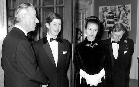 Louis Mountbatten, Prince Charles and Princess Anne at a special preview of the television series The Life and Times of Lord Mountbatten in 1968, the year of the plot against Wilson's government - Credit: Topham Picturepoint