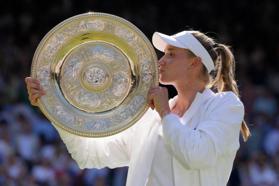 Rybakina won the Wimbledon women’s singles title in 2022 and could do so again on Saturday (AP)