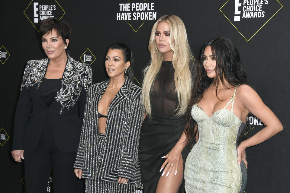 Kris Jenner, Kourtney Kardashian, Khloe Kardashian and Kim Kardashian West at the 2019 E! People's Choice Awards in Santa Monica, California.