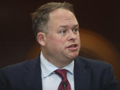 Jason Weida, Agency for Health Care Administration Secretary speaks Wednesday, Feb. 8, 2023 during Florida Behavioral Health Day at the Capitol in Tallahassee, Fla. (AP Photo/Phil Sears)