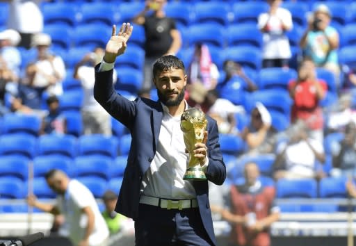 Nabil Fekir paraded the World Cup trophy to the Lyon fans ahead of their game at home to Amiens