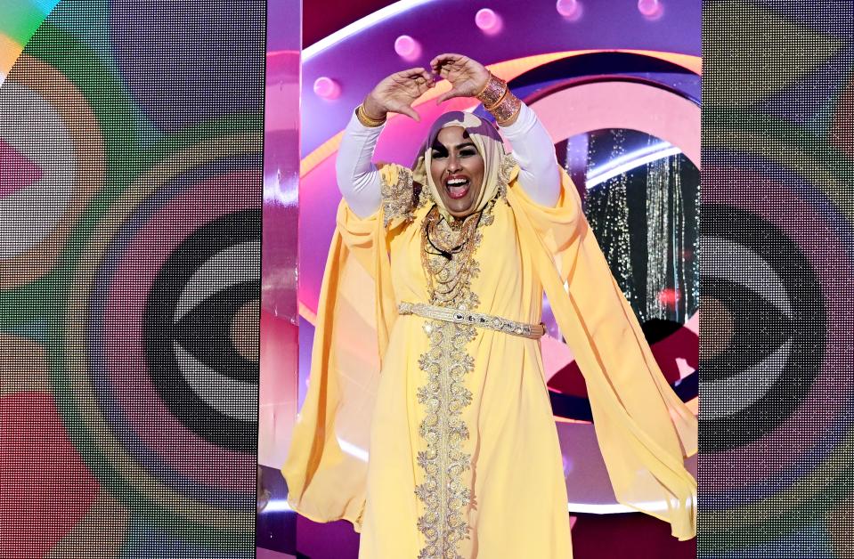 Farida celebrates as she leaves Big Brother (ITV/Shutterstock)