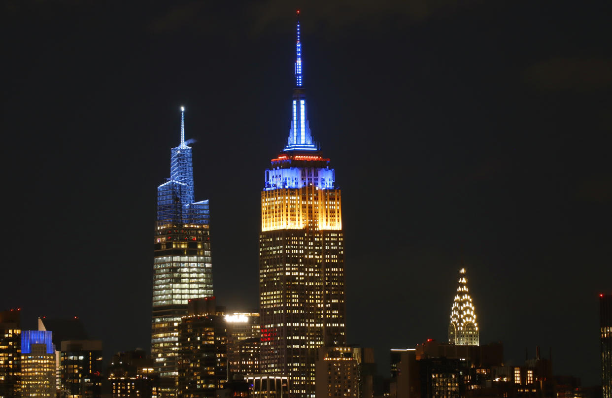 Empire State Building Lit in the Colors of the Flag of Ukraine in New York City (Gary Hershorn / Corbis via Getty Images)