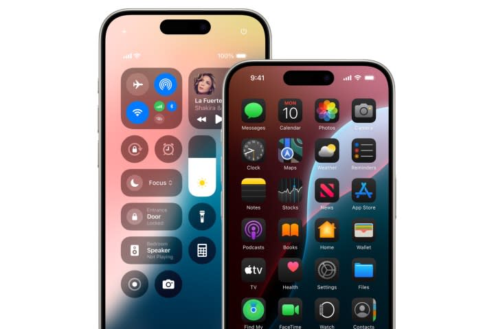 Two iPhones running iOS 18.