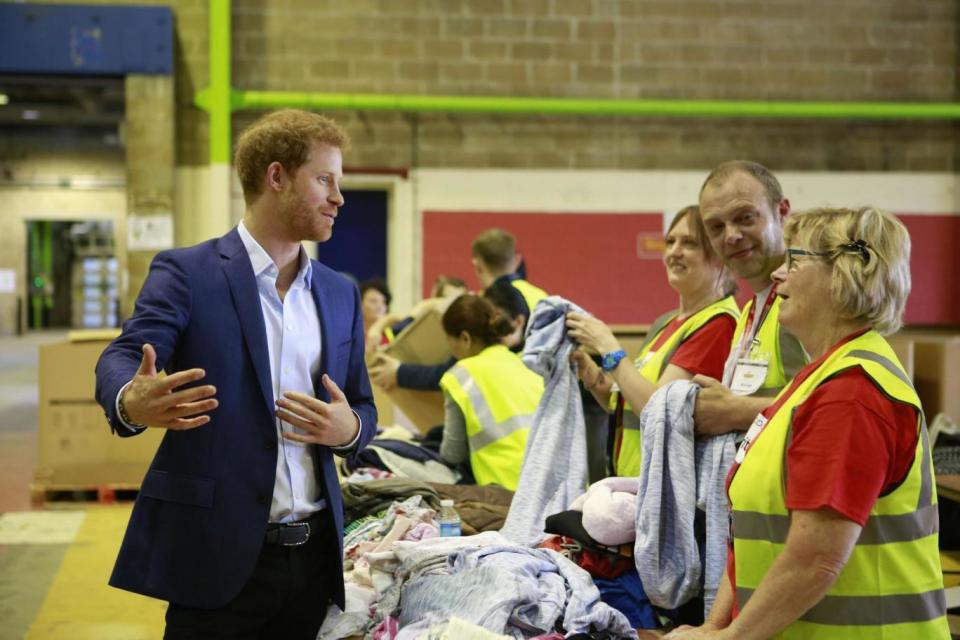 Prince Harry during a private visit to British Red Cross volunteers. (PA)