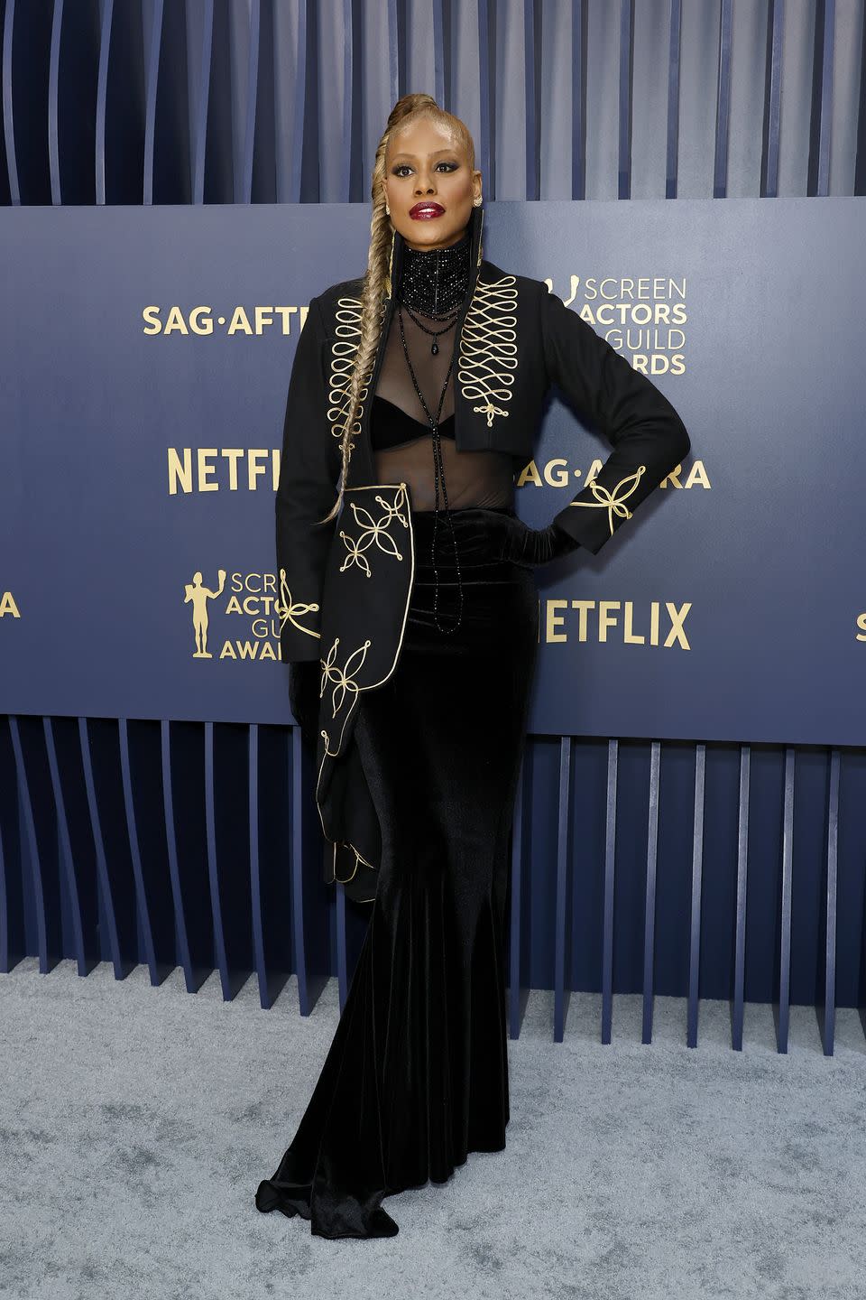 los angeles, california february 24 laverne cox attends the 30th annual screen actors guild awards at shrine auditorium and expo hall on february 24, 2024 in los angeles, california photo by frazer harrisongetty images