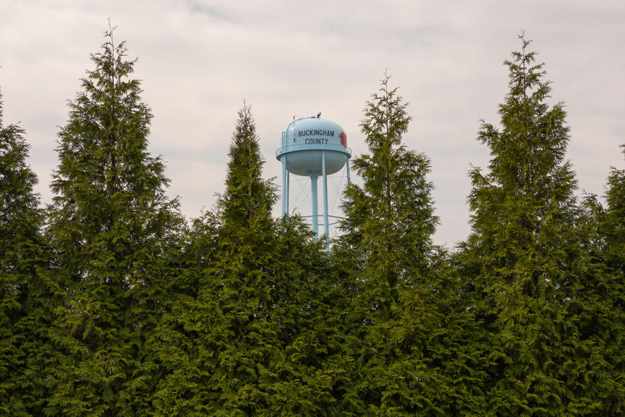 Buckingham County, Va.'s water tower. (Matt Eich for NBC News file)
