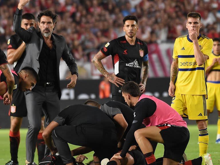 El momento del desmayo de Altamirano, en Estudiantes-Boca, de marzo pasado