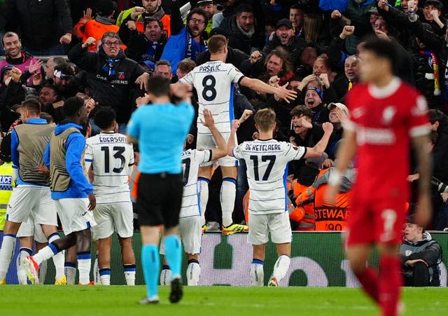 Atalanta celebrate scoring against Liverpool