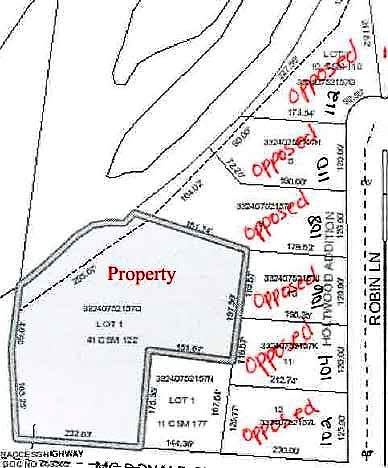 A map included in the lawsuit challenging the city of Oconto's decision in February to allow Oconto Riveria a three-year trial run to host weddings and other outdoor events shows the property where the events will be held and the neighbors along Robin Lane who are opposed.