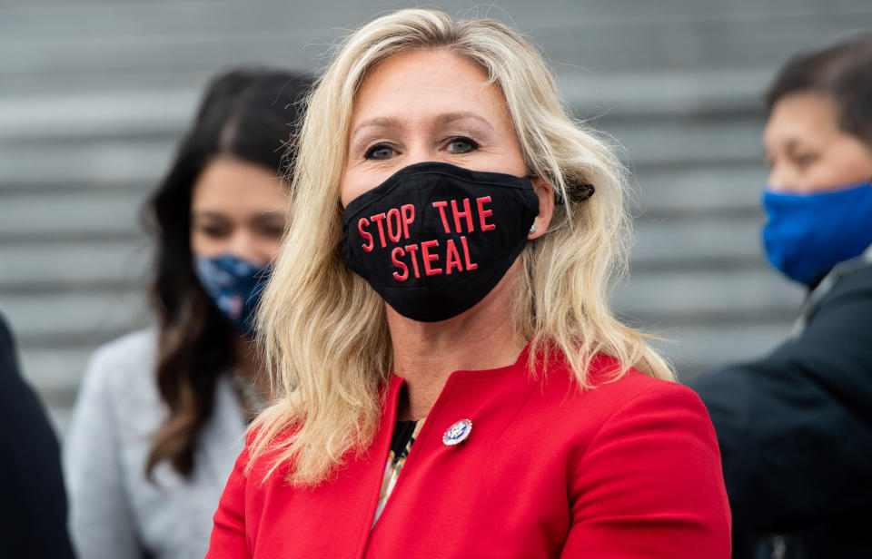 US Representative Marjorie Taylor Greene has seen a major rebuke from Democrats over her wild and violent beliefs. Source: Getty