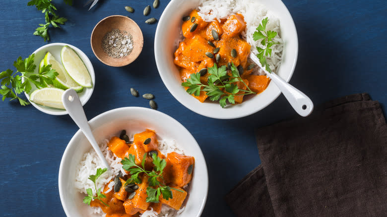 two bowls of pumpkin curry 