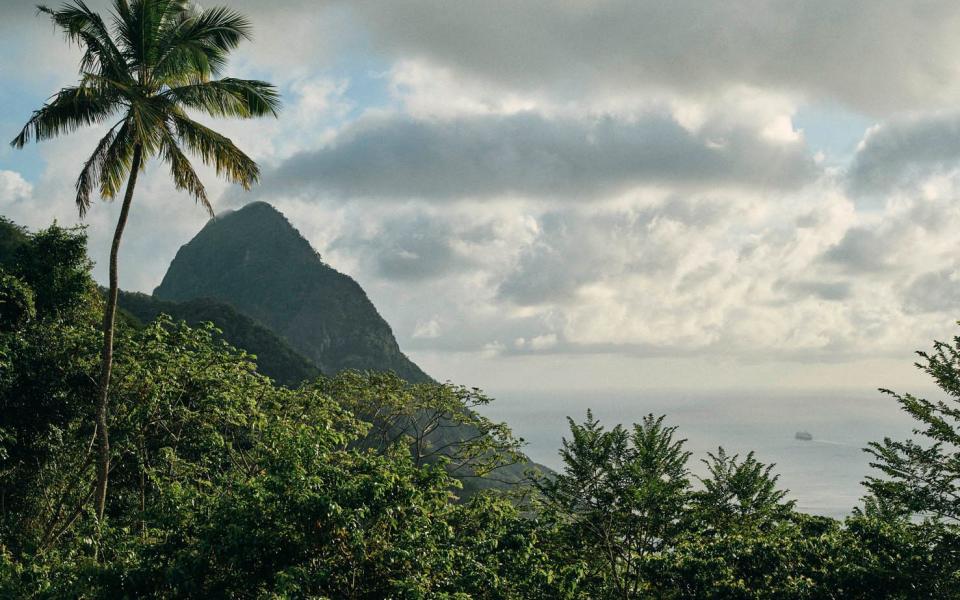 Boucan hotel has views of the Pitons, volcanic spires near Soufrière, St Lucia - Credit: Ben Quinton