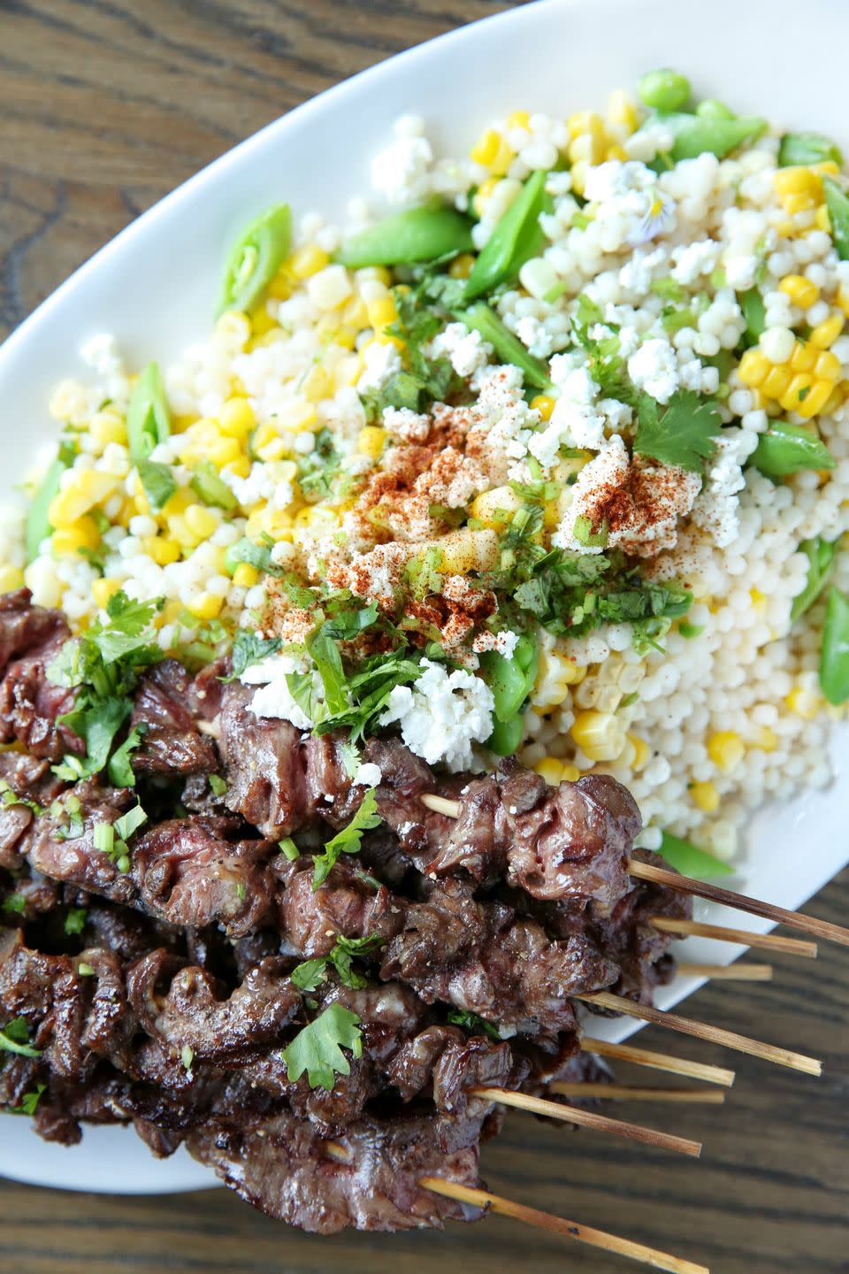 Steak Skewers with Mexican Corn Couscous Salad