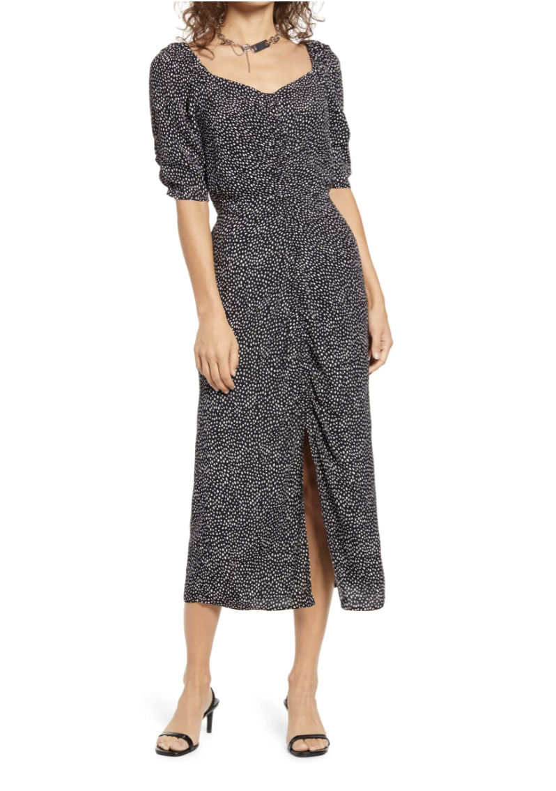 Open Edit Dot Print Front Slit Dress (Photo via Nordstrom)