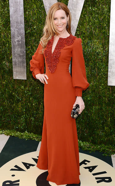 Worst dressed: Leslie Mann The This Is 40 actress Andrew Gn Pre-Fall 2013 Vanity Fair Party Image © Rex