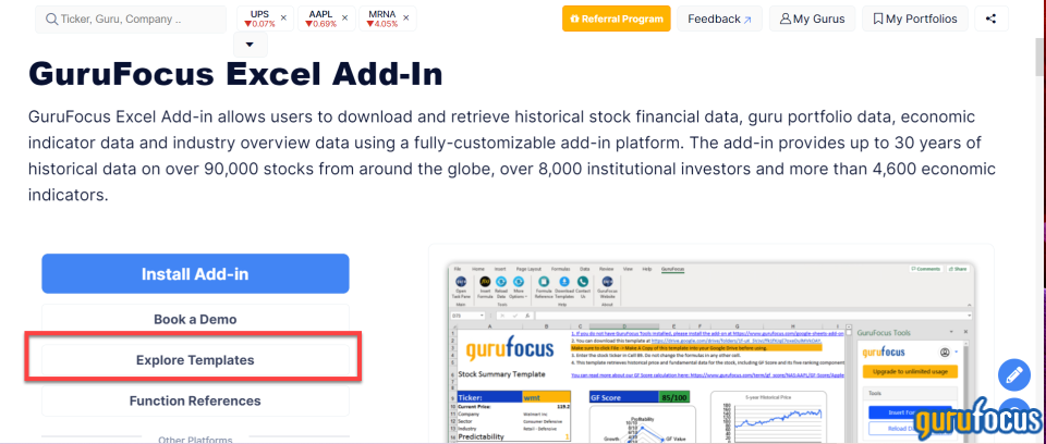 Try GuruFocus' New Excel Add-in